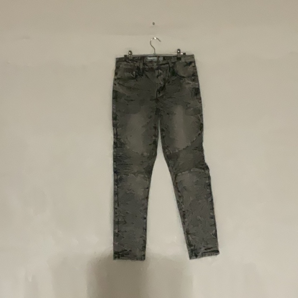 Mecca Black and Gray Denim Jean,Punk Vibe, Grunge, Faded Wash, Slim Fit